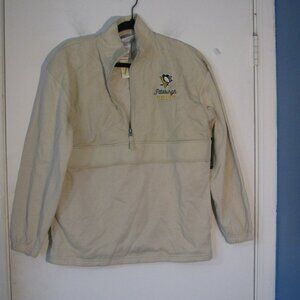 * NHL Men's Jacket Pittsburgh Penquins Small NWT $49.99 Tan Pullover 1/4 Zip